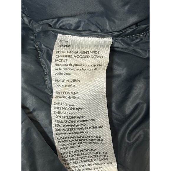 Eddie Bauer Jacket Mens Sz M Wide Channel Hooded Down Puffer Nylon Warm - Picture 4 of 5